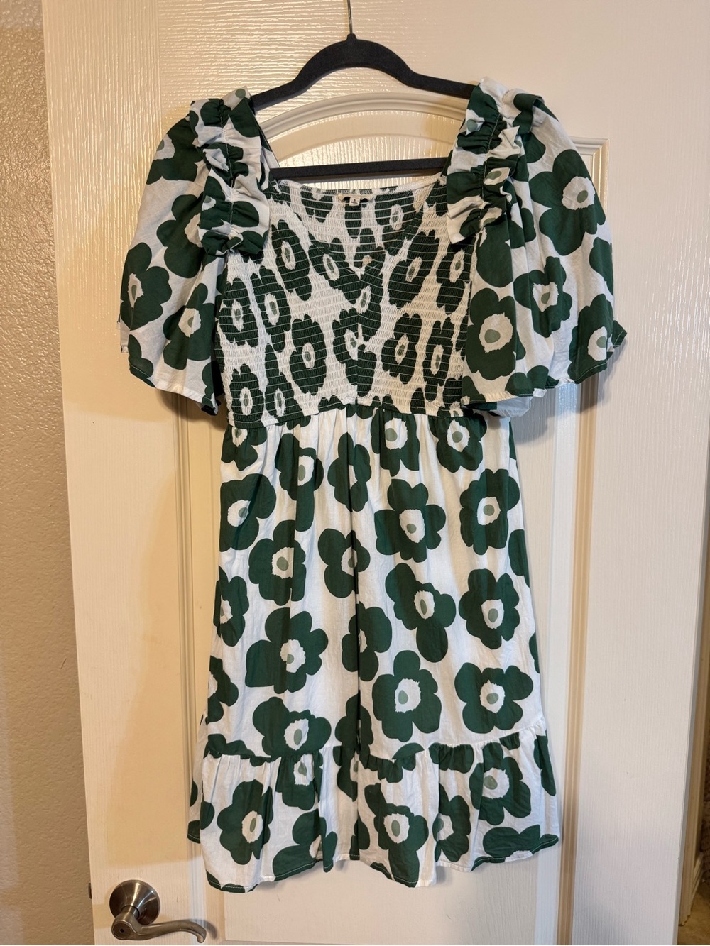 Women’s Green Floral Smocked Dress